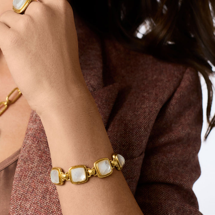 Iridescent clear crystal Sahara bracelet in gold