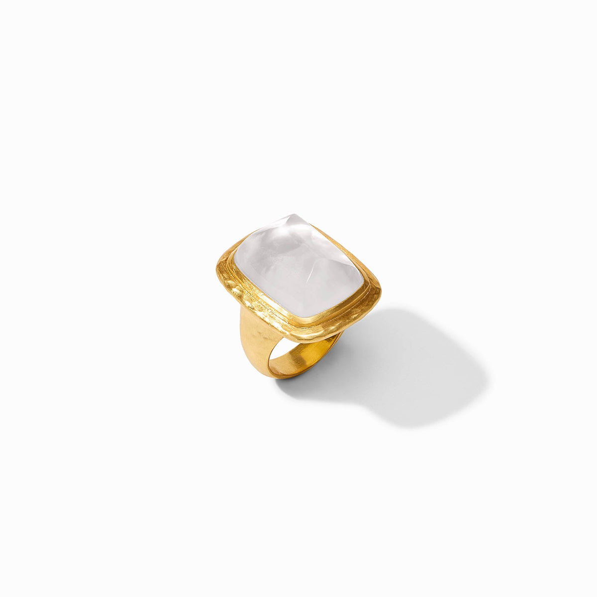 Sahara stone ring with an iridescent clear crystal center