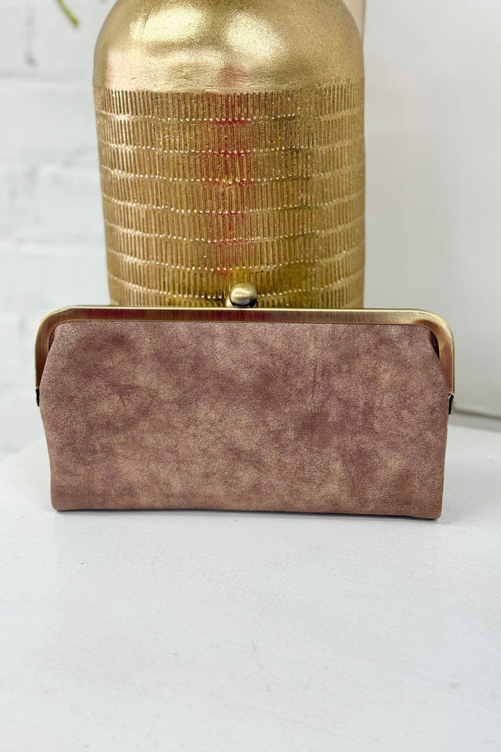 Karen Kiss Lock Clutch - Pearl Brown - Lavish Boutique Accessories