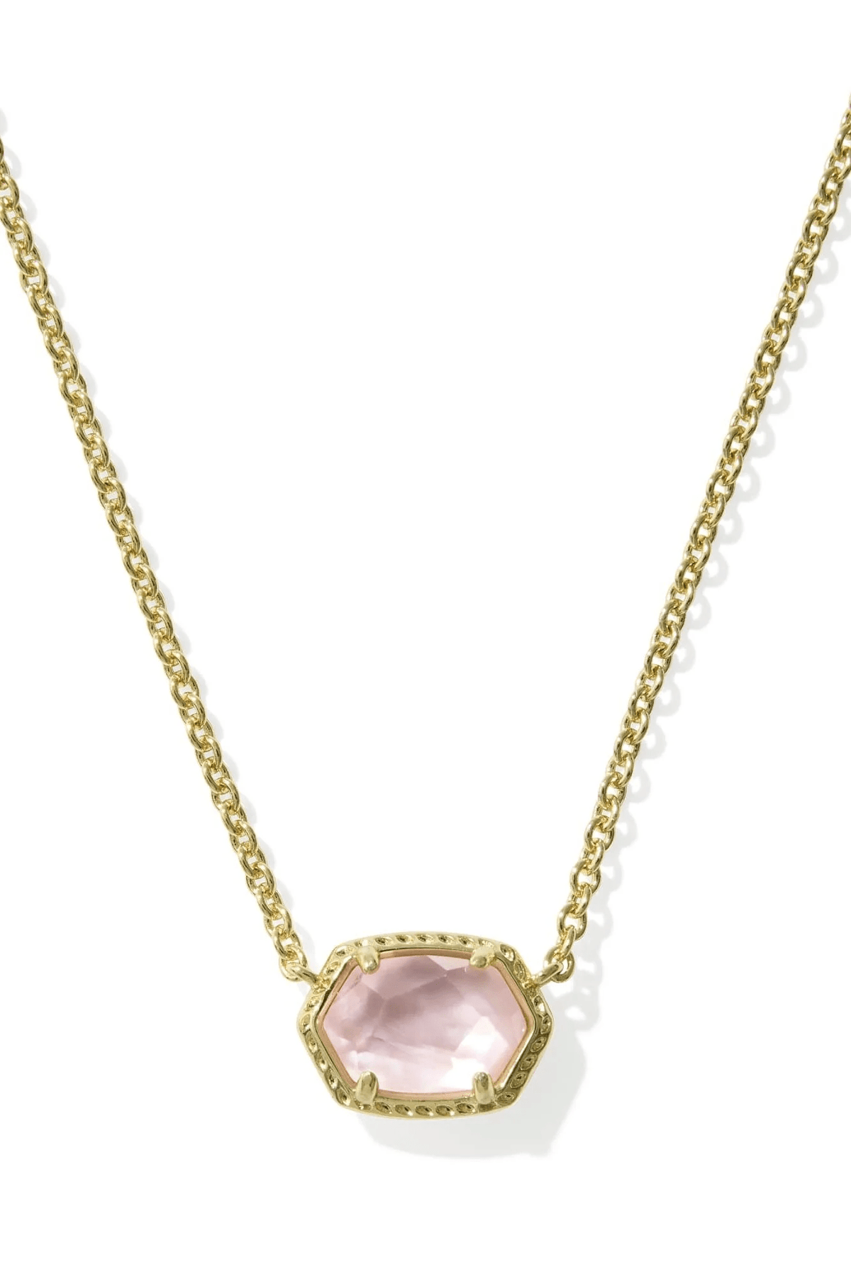 Light pink stone in a gold-tone setting