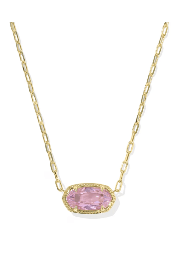 Light pink stone pendant on a gold chain
