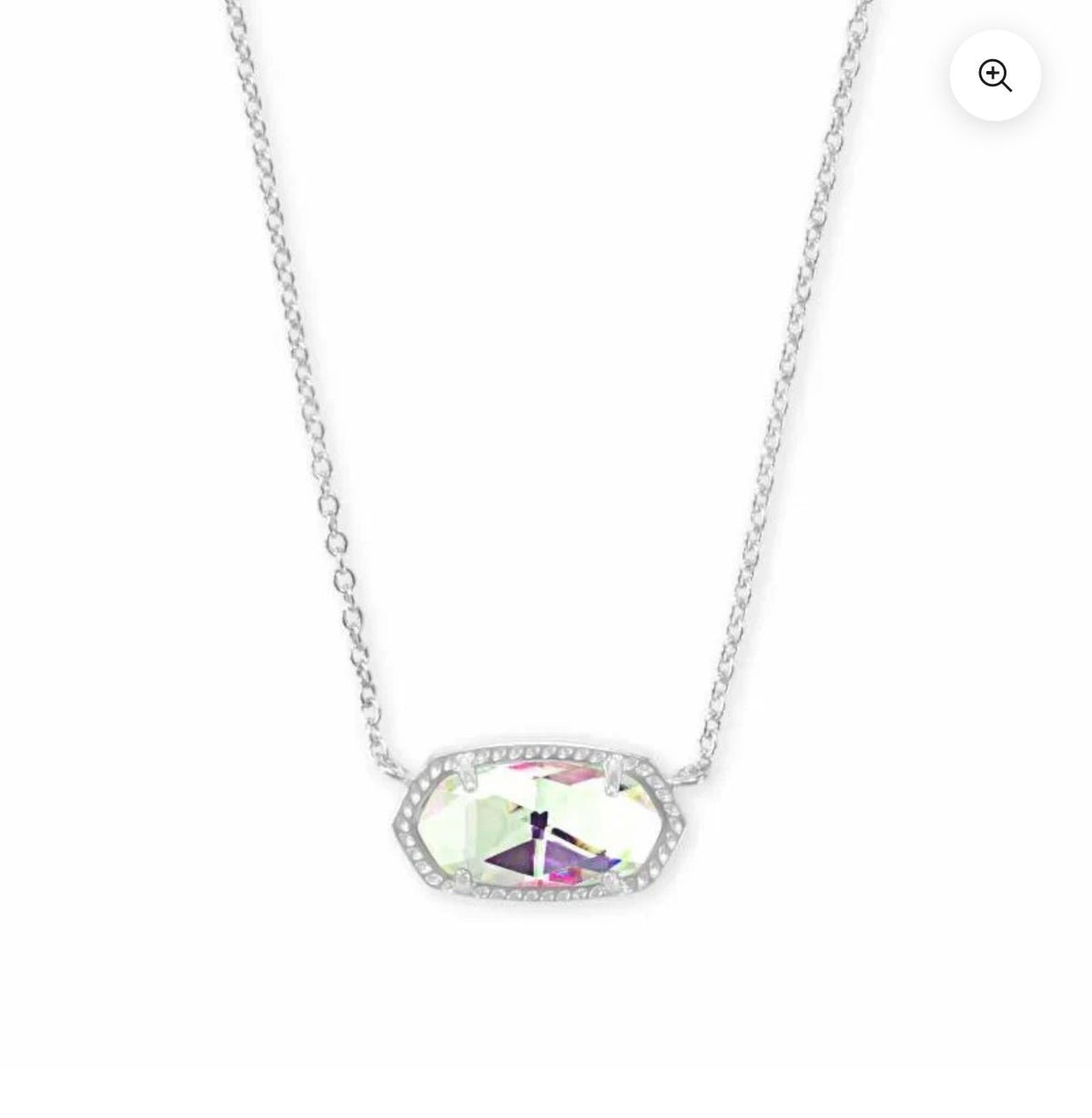 Rhodium chain necklace with a teardrop pendant