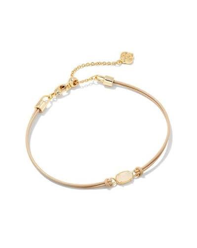 Gold corded bracelet with a stone accent