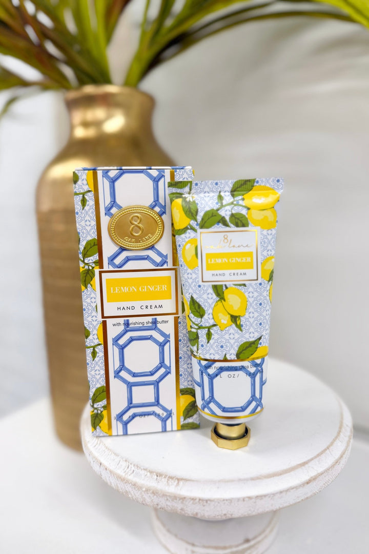 Lemon ginger hand cream in a boxed 100ml tube