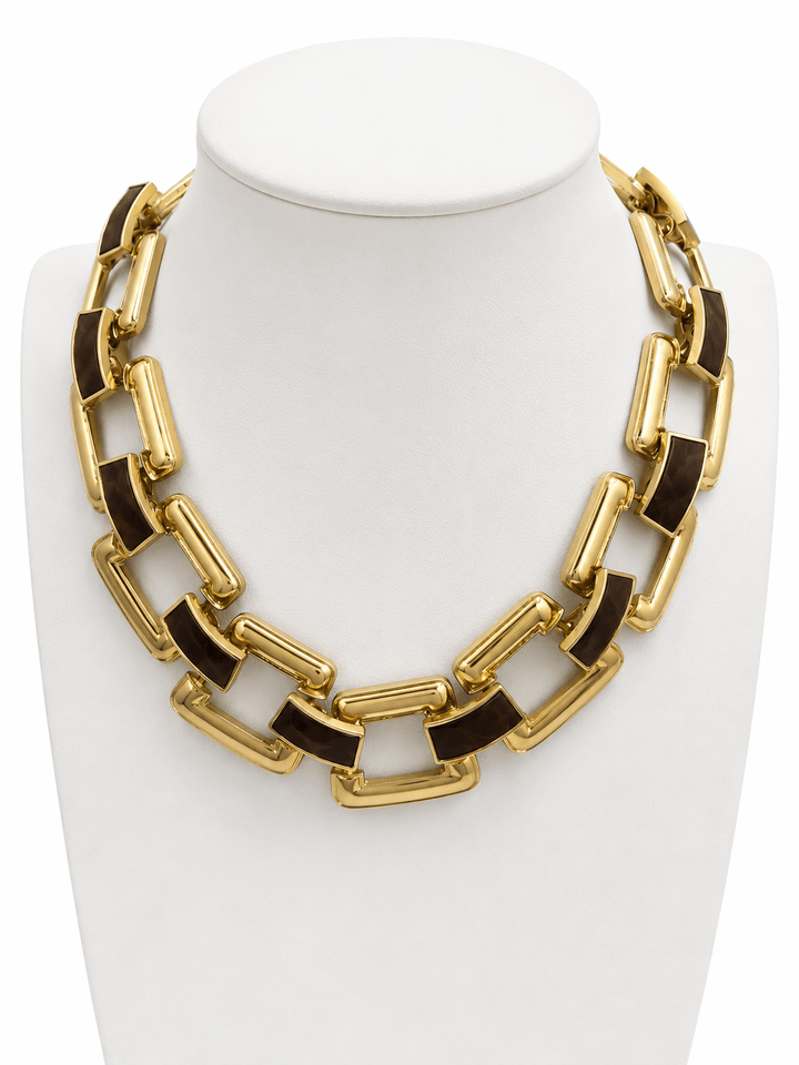 Linked Chunky Trapezoid Necklace - Lavish Boutique09-JEWELRY