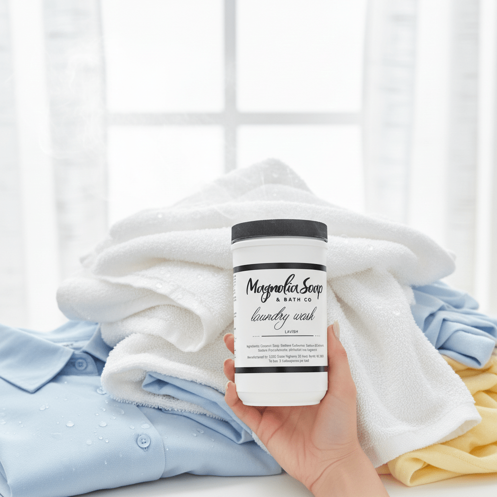 Laundry detergent in the Lavish scent from Magnolia Soap and Bath