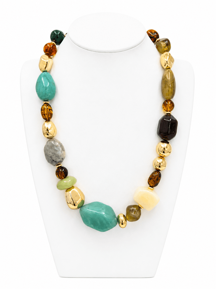 Marble Bead Necklace - Lavish Boutique09-JEWELRY