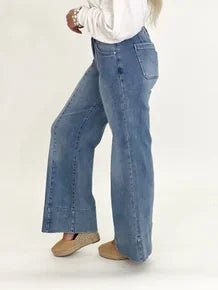 Wide flare jeans with classic five pocket styling