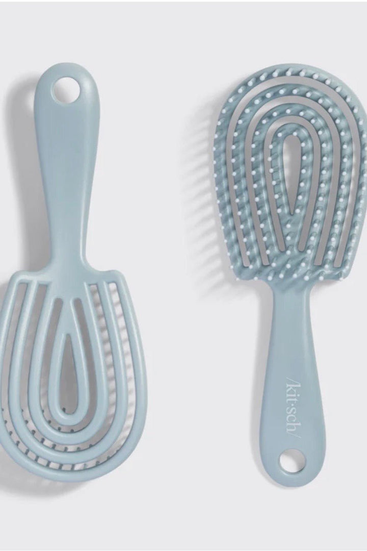 Mini detangling hair brush in haze blue
