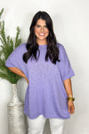 Lavender Loose Fit Short Sleeve Knit Tunic Top