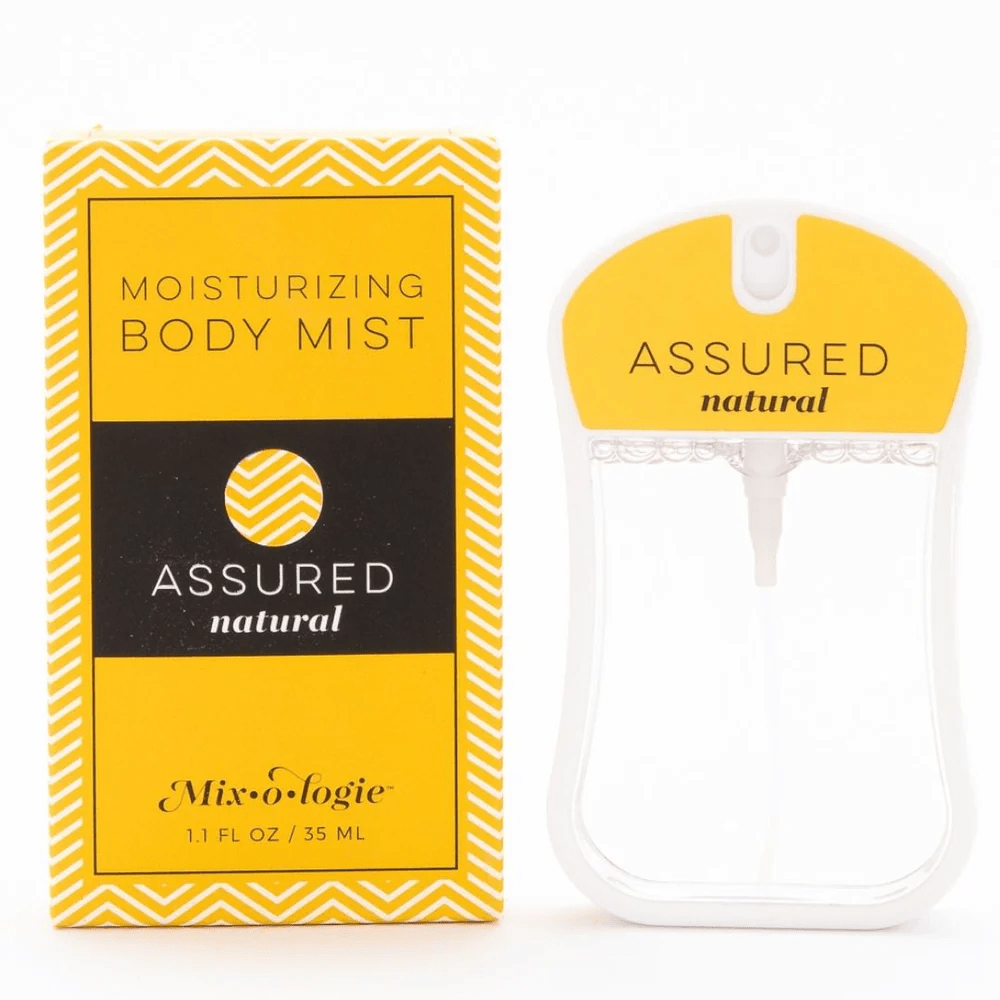 Moisturizing body mist in Assured, a natural scent