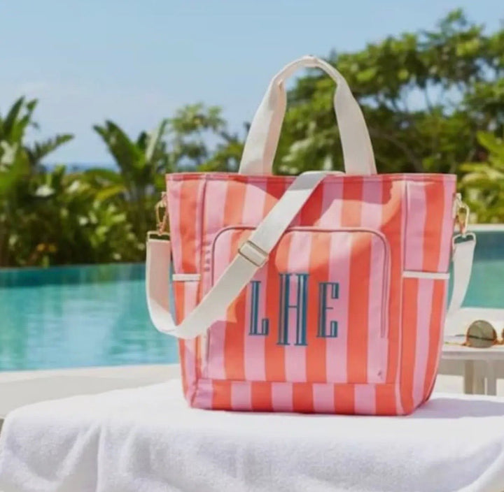 Monogrammable Stripe Cooler Tote Bag - Lavish Boutique 250 Bags - Purses