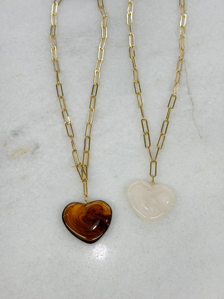 Natalia Paperclip Chain Heart Necklace - Lavish Boutique09-JEWELRY