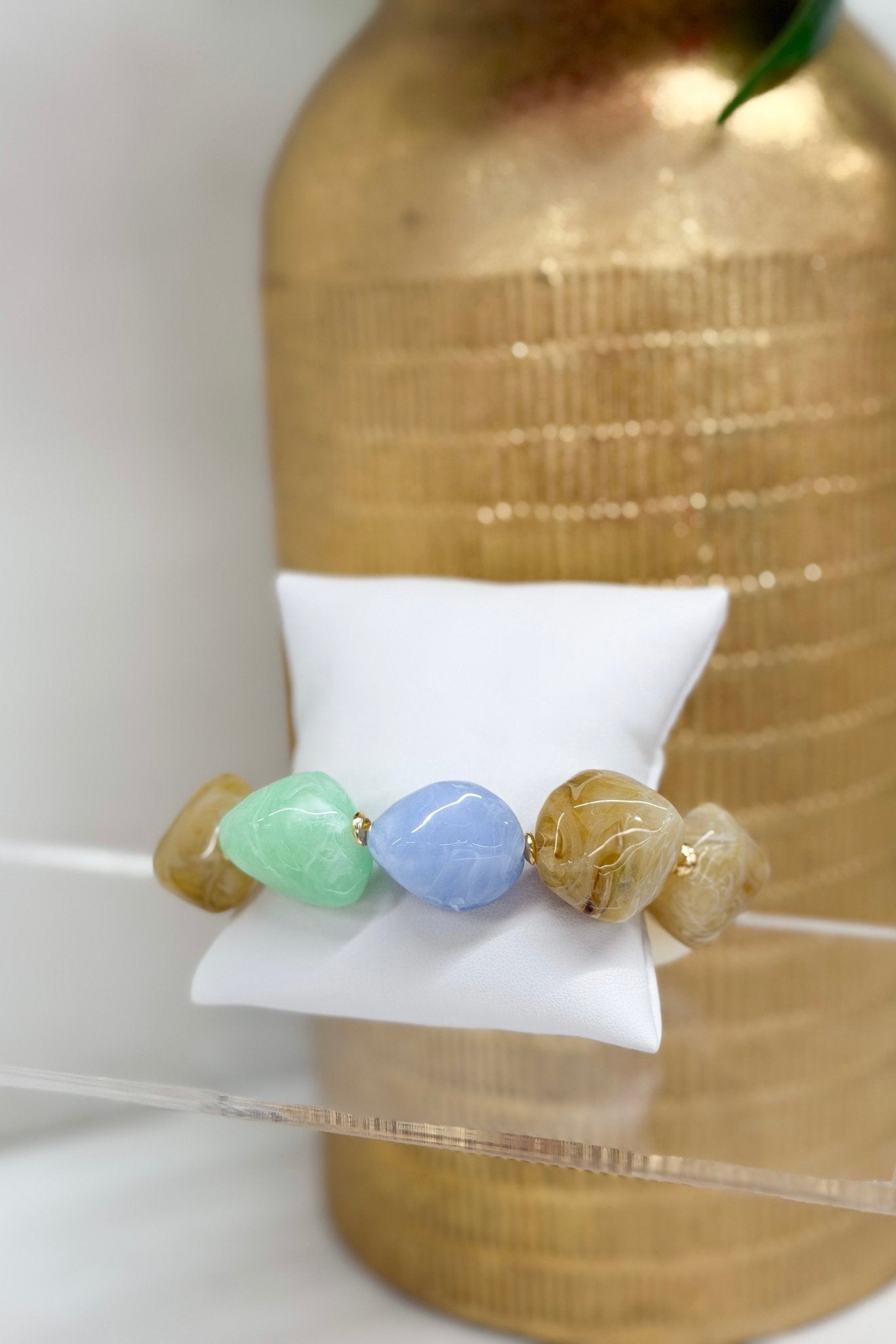 Neutral and multi stone bead bracelet