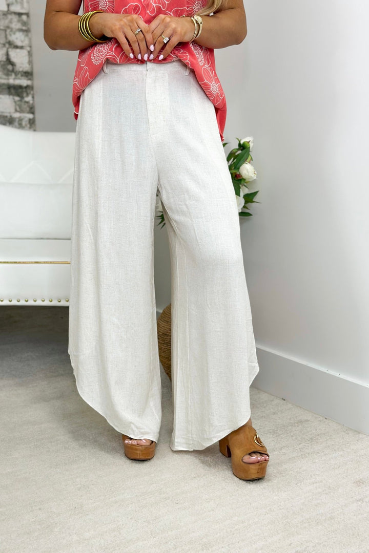 Oatmeal Mid - Rise Side Vent Pants - Lavish Boutique Bottoms