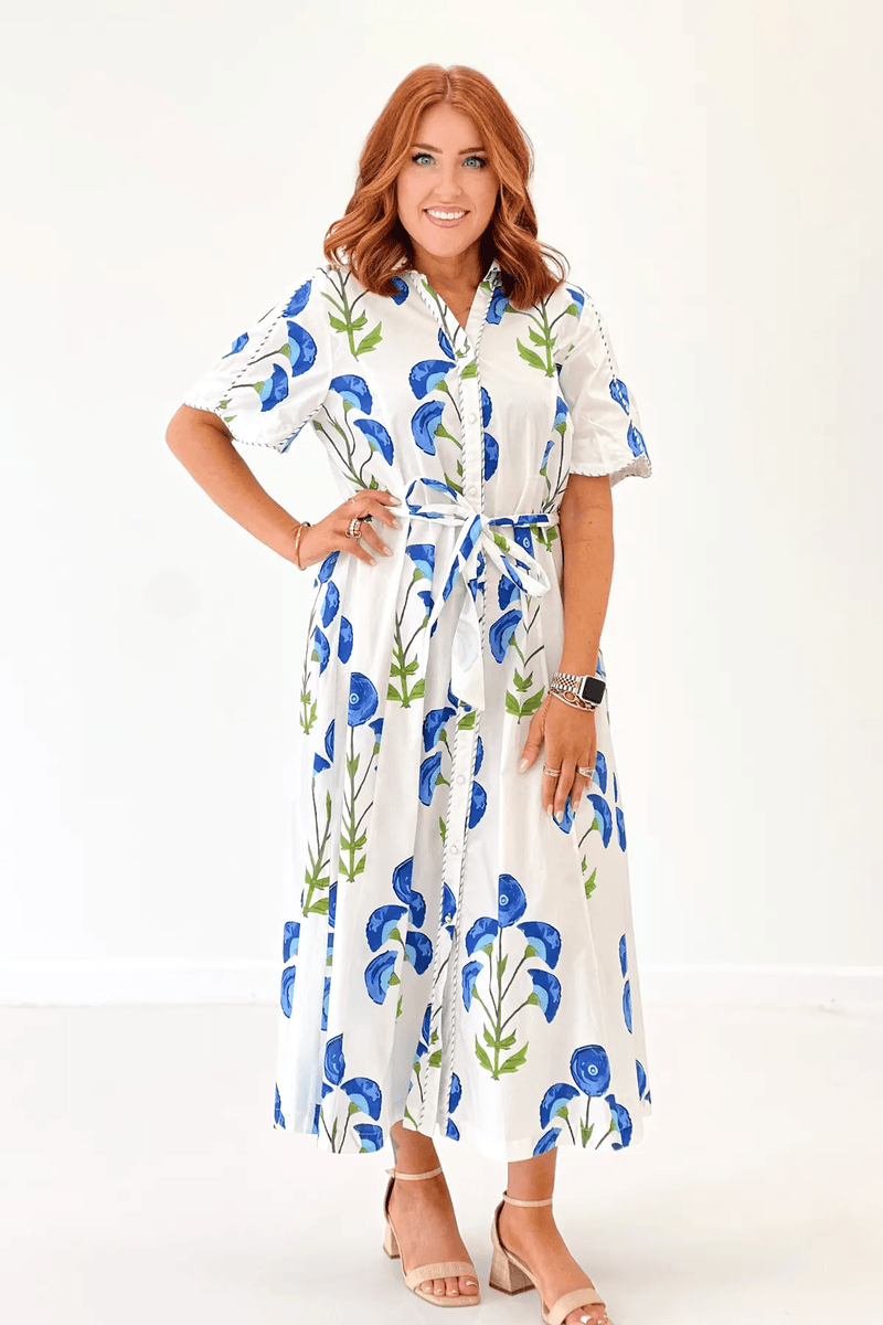 Off White Floral Print Button Up Midi Dress*FINAL SALE* Medium