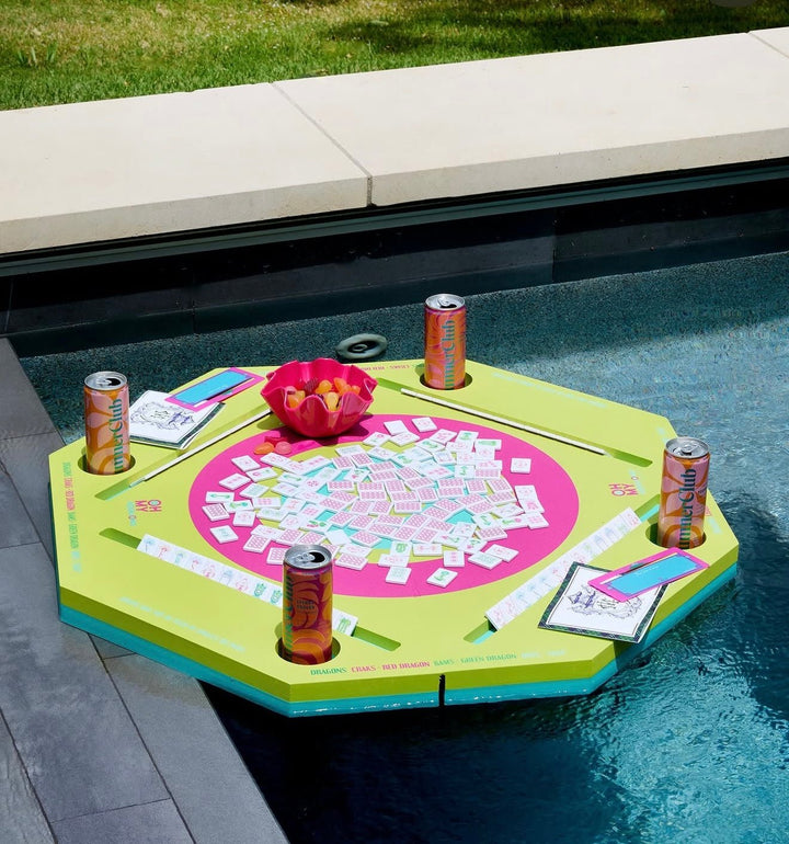 Green Aqua Jong floating pool mat for mahjong