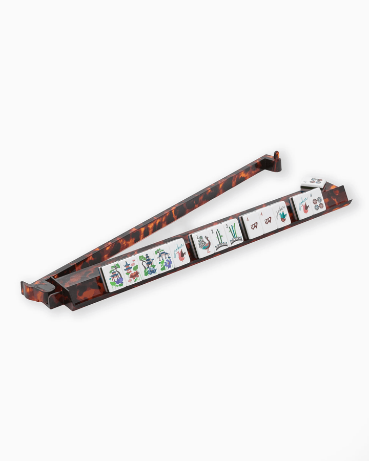 Tortoise shell mahjong rack and pusher set