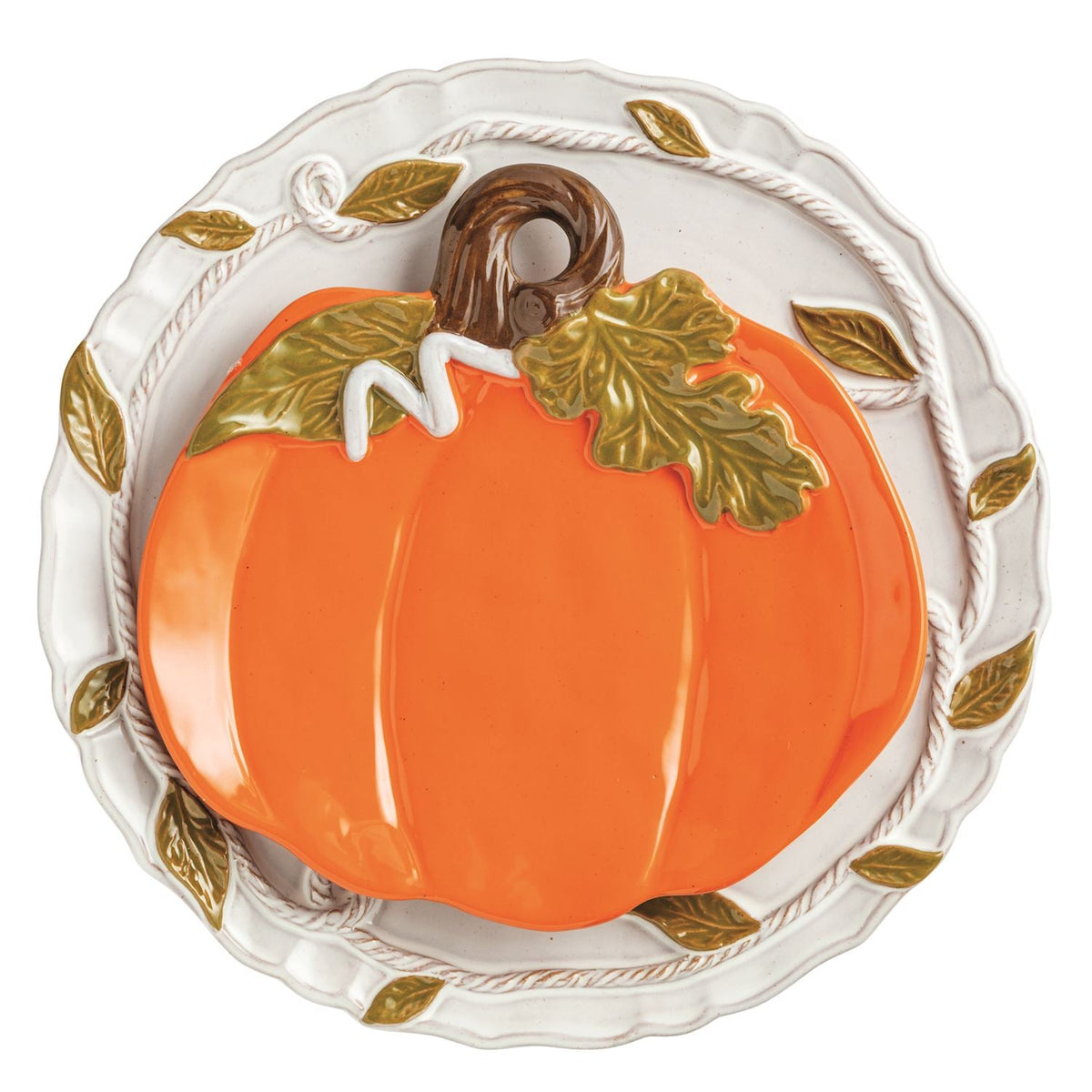 Pumpkin-shaped ceramic platter for seasonal serving