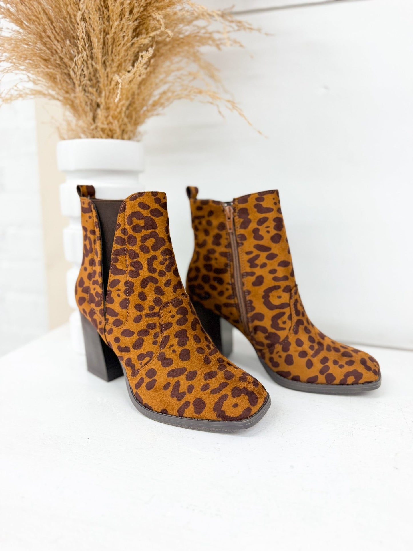 Pierre Dumas Printed Block Heel Ankle Boots - Lavish Boutique10-SHOES