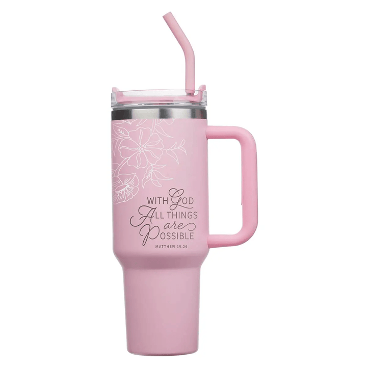 Pink Tumbler Matt 19:26 - Lavish Boutique 310 Home - Gift
