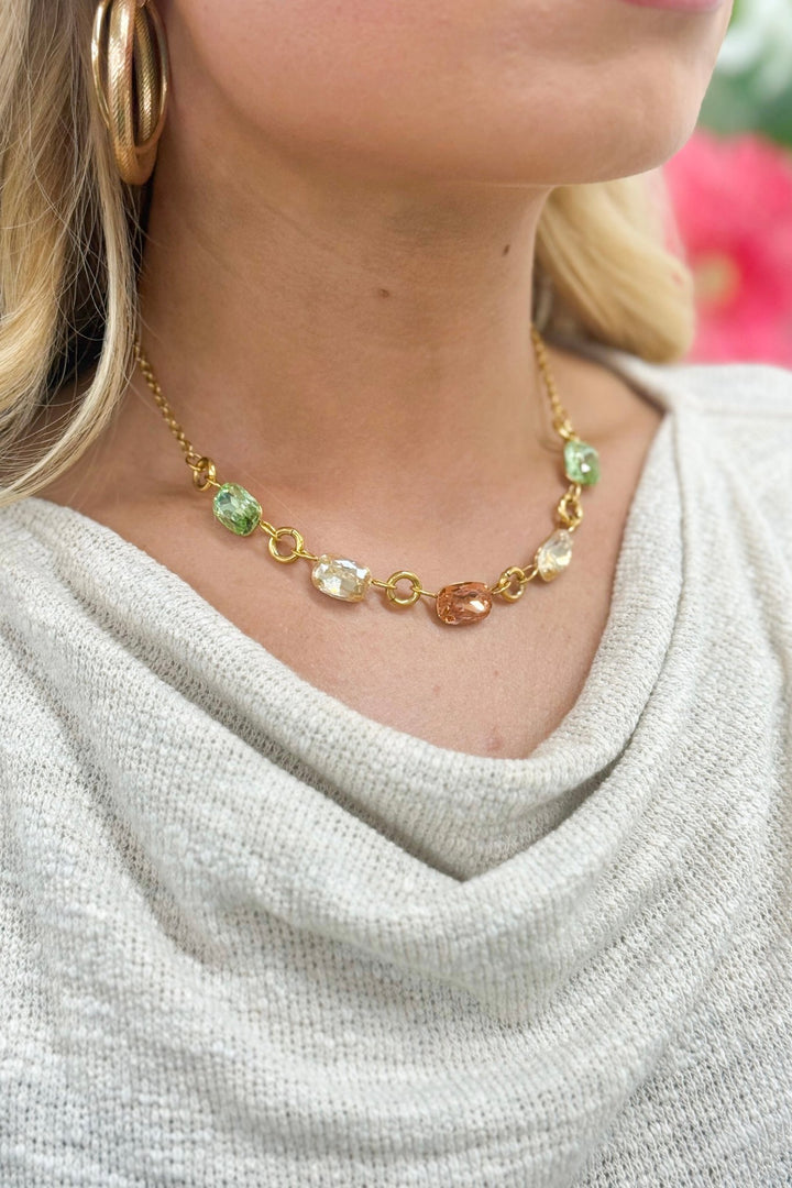 Rainbow stone necklace in mixed colors