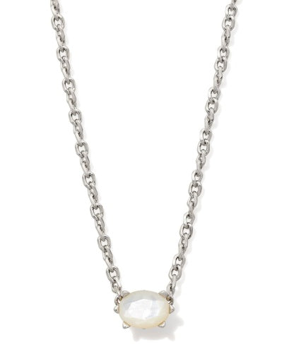 Kendra Scott Cailin Crystal Pendant Necklace Rhodium Ivory Mother of Pearl