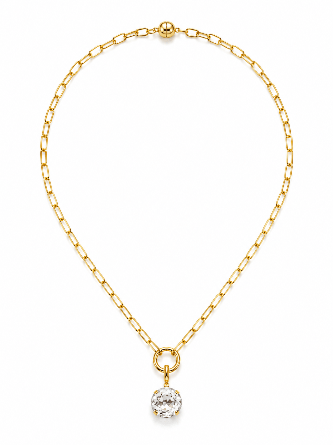 Gold necklace with a single shining drop