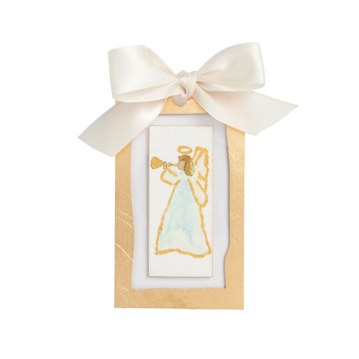 Sideways Angel Gold Ornament, White and Gold - Lavish Boutique11-GIFTS