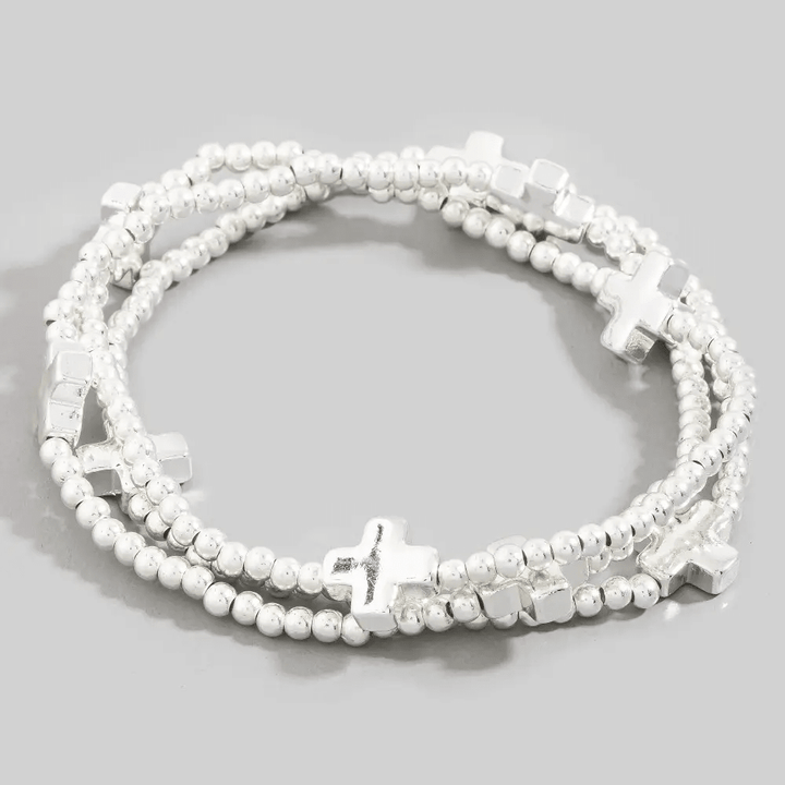Silver Mini Cross Charm Bracelet - Lavish Boutique 240 Jewelry