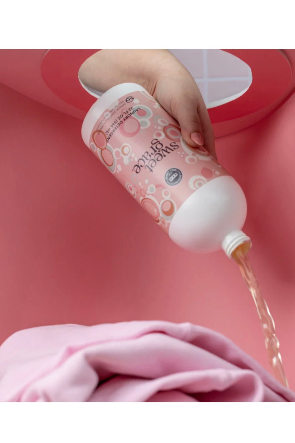 Large bottle of laundry detergent in the Sweet Grace scent