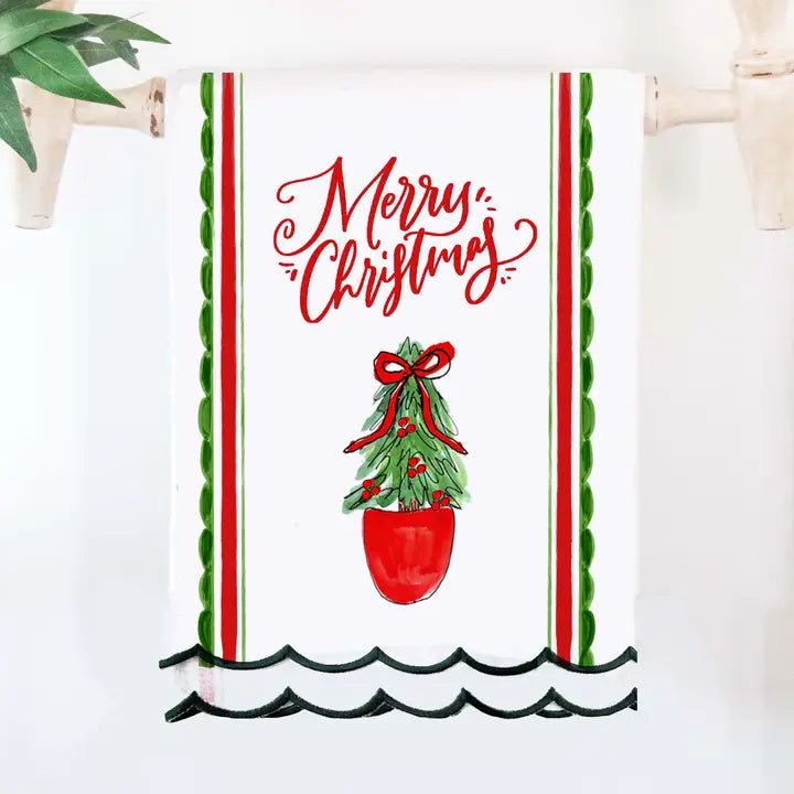 Traditional Christmas Scallop Tea Towel - Lavish Boutique11-GIFTS