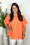 Persimmon Button Up Top