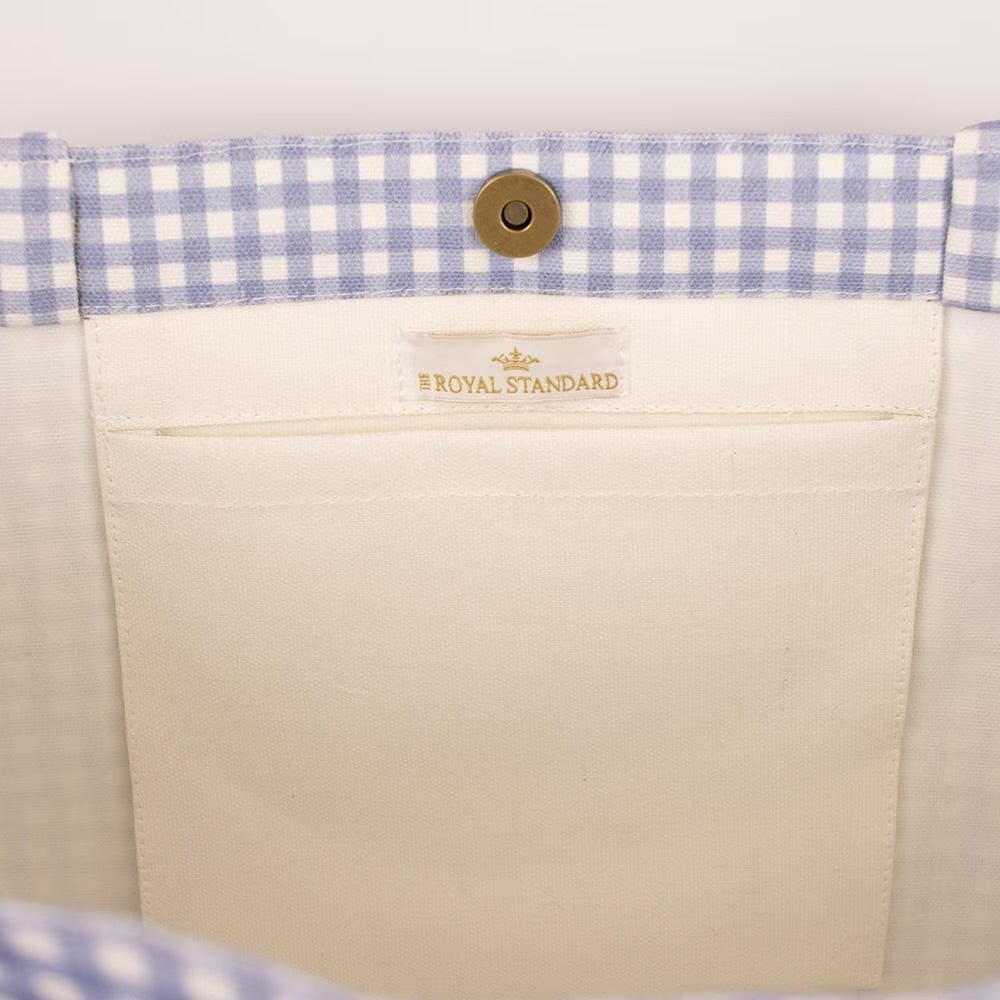 White and Blue Gingham Classic Tote - Lavish Boutique Accessories