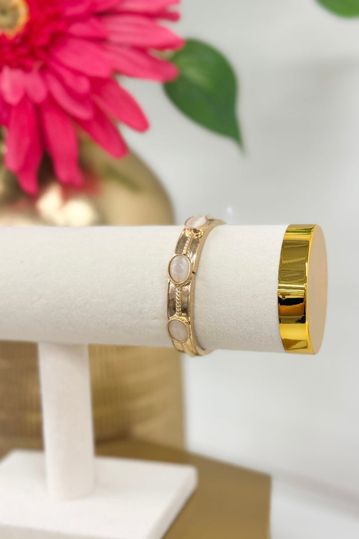 White and Gold Station Bracelet - Lavish Boutique Accessories