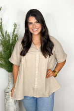 Taupe Button Up Top