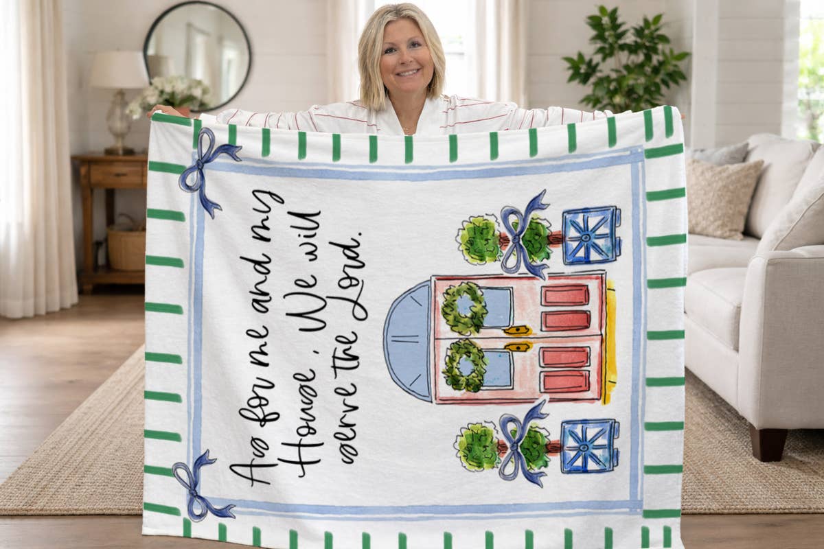 Happy by Rachel As For Me And My House Fleece Blanket