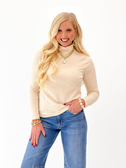 Staccato Mock Neck Long Sleeve Top