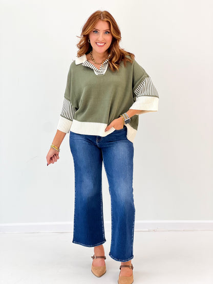 She & Sky Half Sleeve Sweater Top