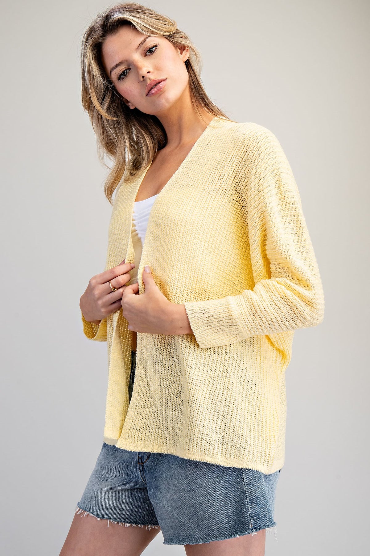 Eesome Open Front Cardigan in Butter Cream