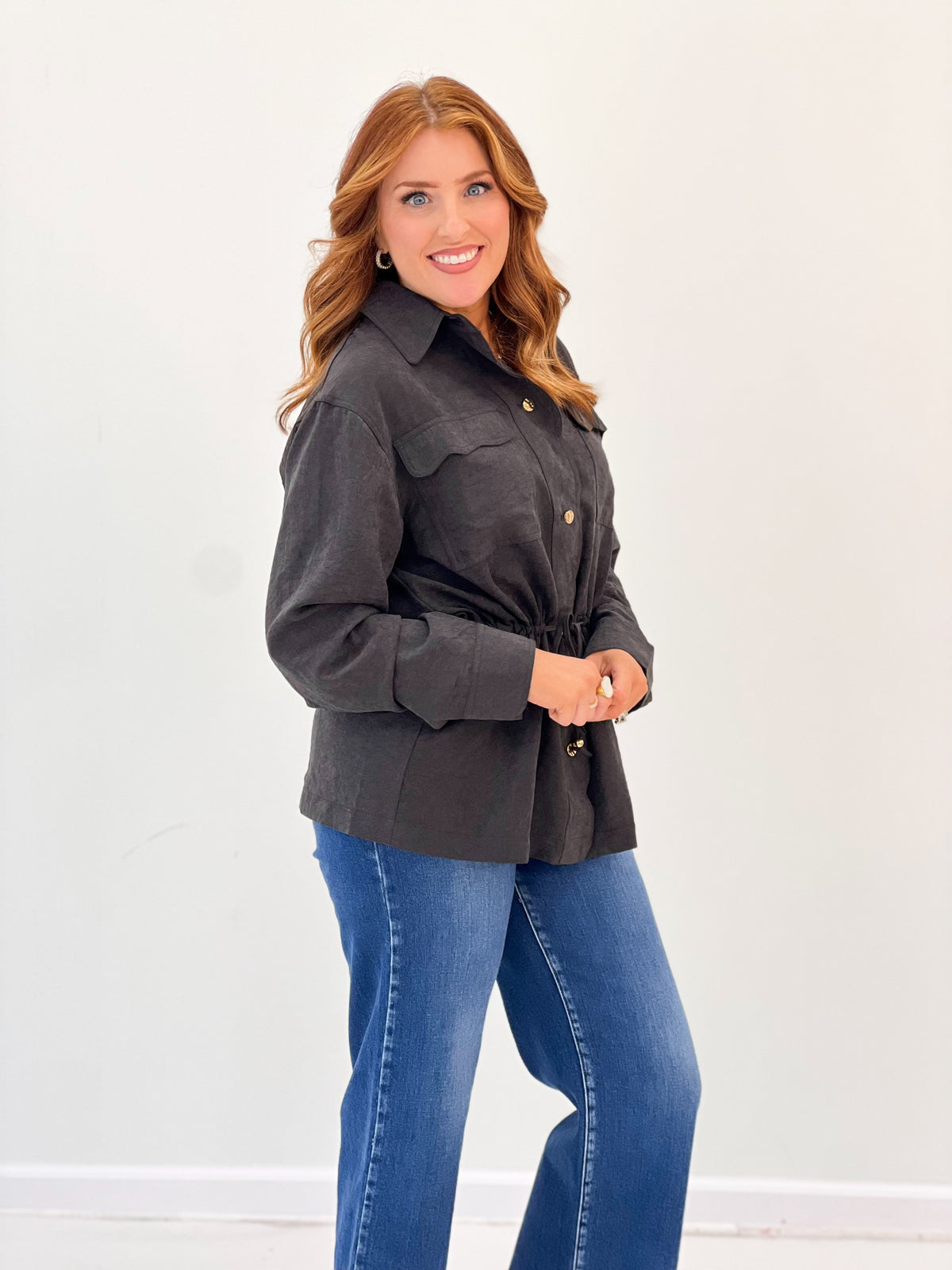 Umgee Utility Scallop Trim Shirt Jacket