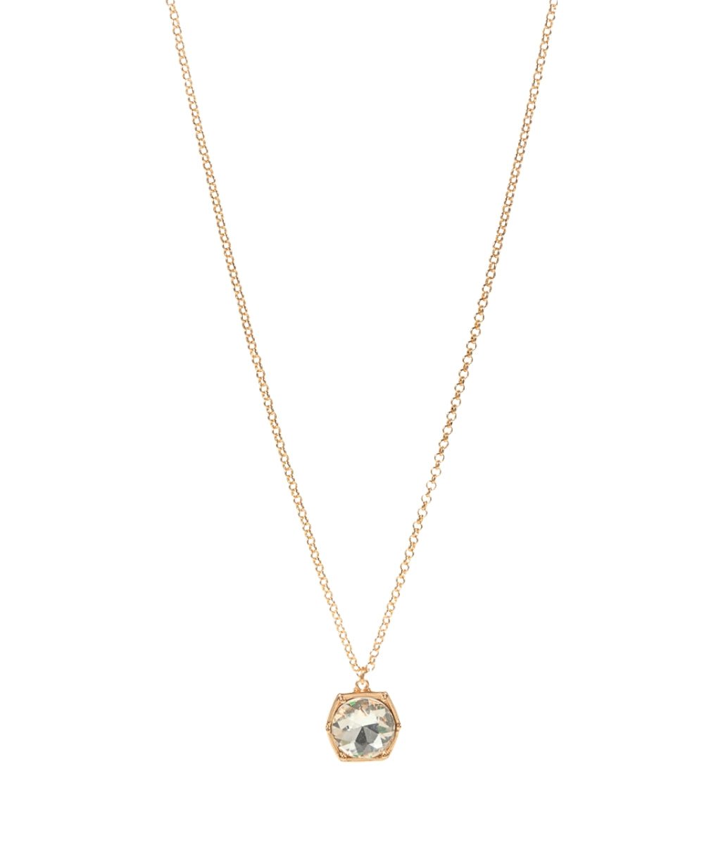 Single-strand necklace of 18mm clear hexagon stones