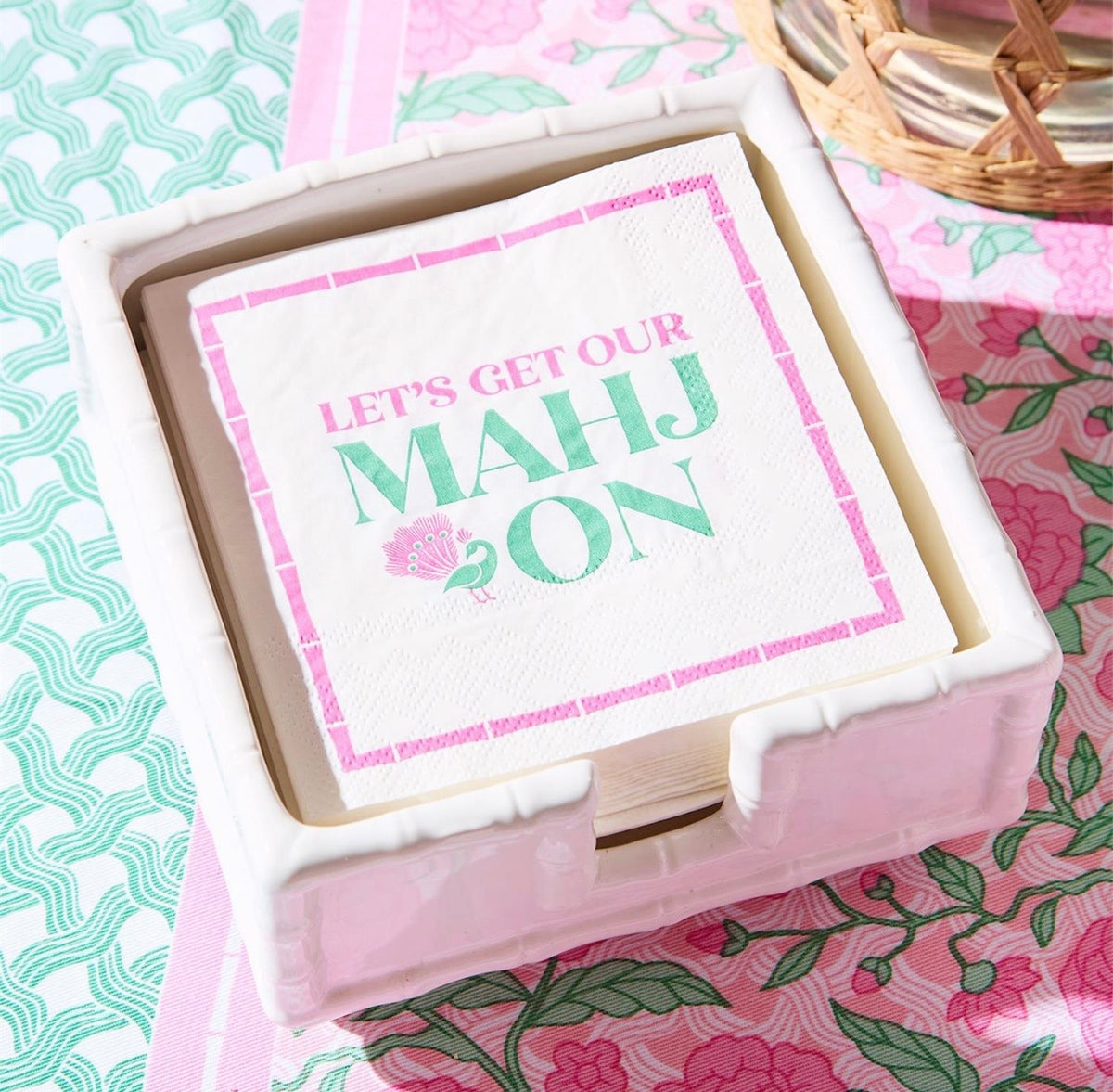 Two's Company Let's Mahj On 3-Ply Paper Cocktail Napkin