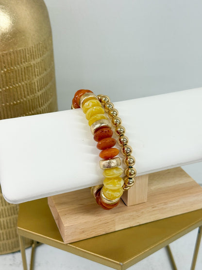 Double-strand rondelle bead bracelet in mixed colors