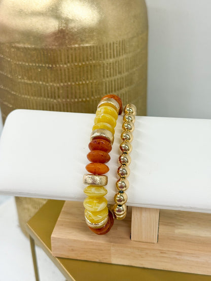 Two-row beaded bracelet with flat rondelle beads