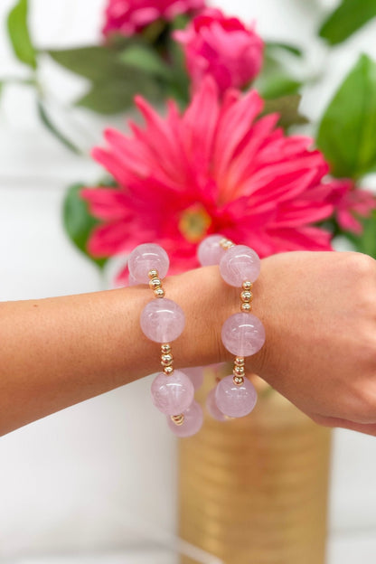 Two-row beaded bracelet with a stretch fit