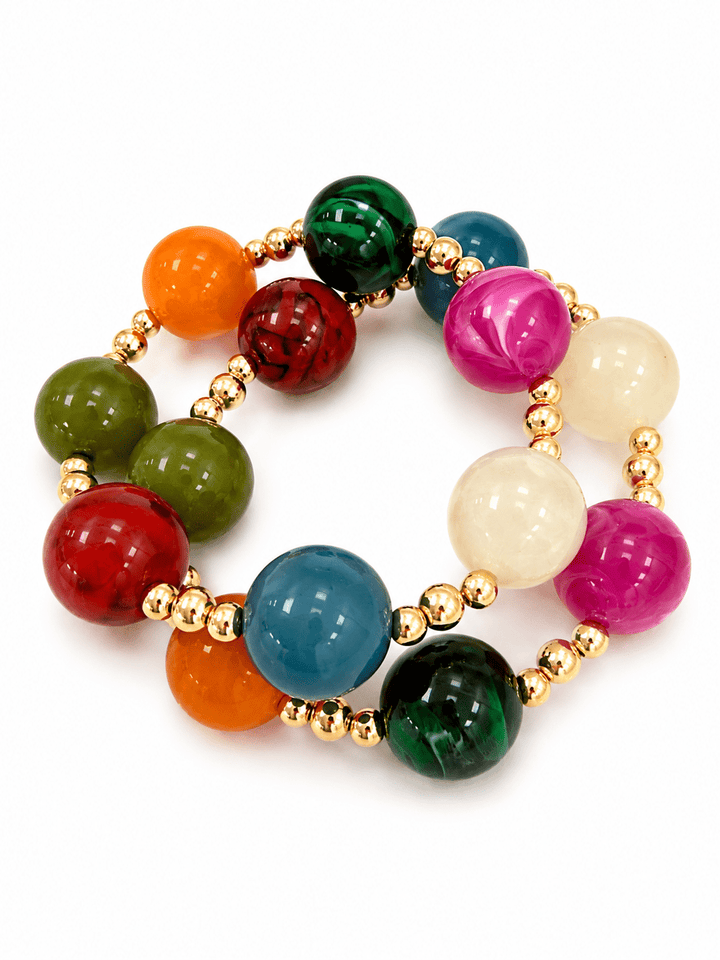 Two-row marble ball bead bracelet
