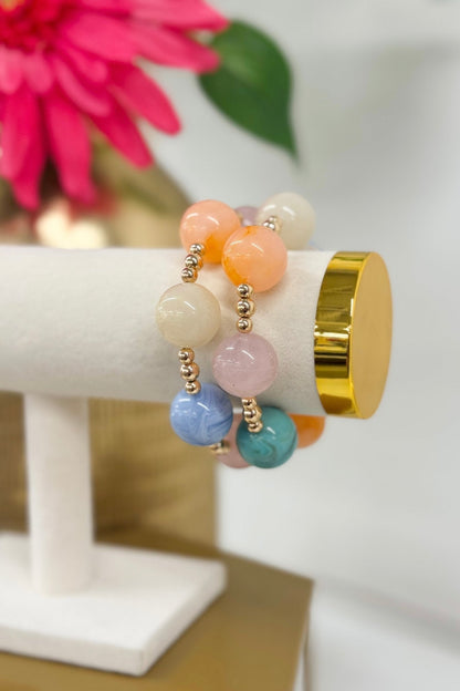 Two-strand marble ball bracelet