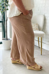 Latte Wide Leg Elastic Frayed Pants