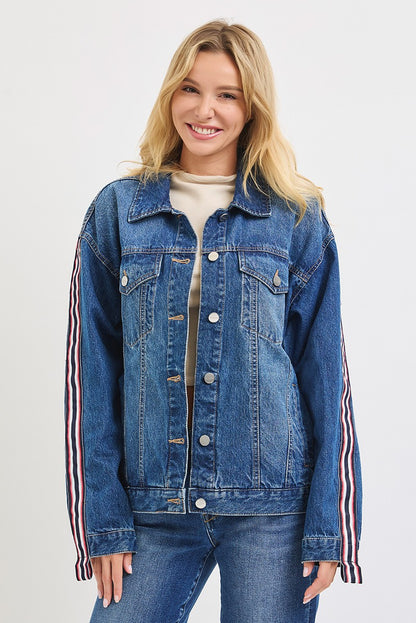 Risen Oversized Side Strap Denim Jacket, side view